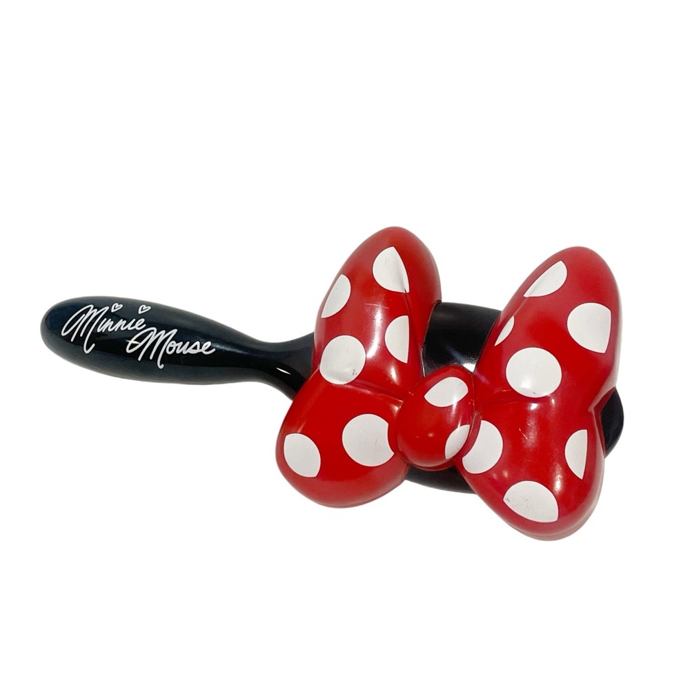 Disney Parks‎ Minnie Mouse Hair Brush Signature Red Polka Dot Bow Hair Brush